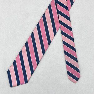 Brooks Brothers 346 Mens Silk Necktie Pink Blue Striped Luxury Designer USA